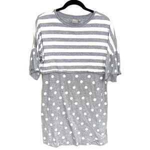 Asos Polka Dot Stripe Ruffle Oversized Dress K11